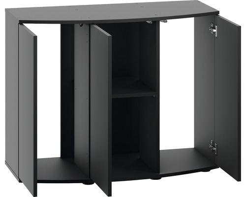 Meuble aquarium avec portes ouvertes pour ranger les accessoires d''aquarium