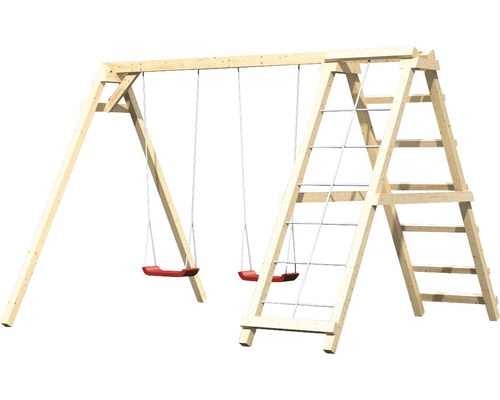 Balancelle en bois avec échelle d''escalade pour le jardin