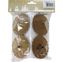 Paquet de quatre bougeoirs bruns pour sapin de Noël