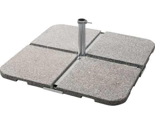 Quadratischer Sonnenschirmständer aus Granit mit Stahlrohr
