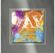 Image murale abstraite avec des lettres dans un cadre métallique
