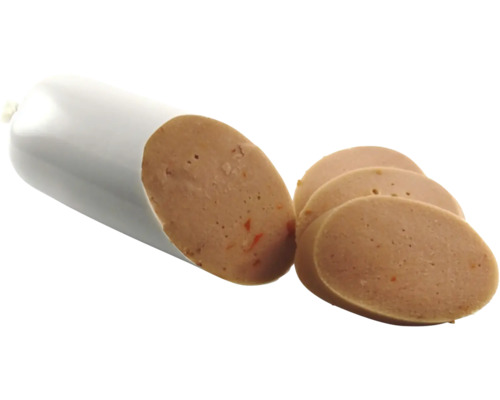 Bierschinkenwurst in der Verpackung mit aufgeschnittenen Scheiben