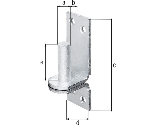 Équerre métallique avec tige et indications de dimensions