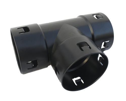 Pipelife T-Stück für Drainagerohr Kunststoff rund schwarz NW 80 mm Kunststoff T-Stück Fitting für Rohre