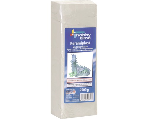 Keramiplast Modelliermasse gebrauchsfertig lufthärtend hohe Standfestigkeit weiss 2,5 kg Packung Keramiplast Modelliermasse, 2500 Gramm