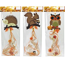 Dekorative Herbstanhänger mit Igel, Eichhörnchen und Eule im Beutel