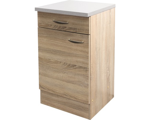 Unterschrank mit Schublade und Drehtür Flex Well Oslo BxHxT 50x85x50 cm Frontfarbe sonoma eiche - Korpusfarbe sonoma eiche