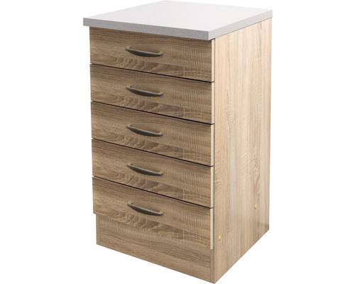 Schubladenunterschrank Flex Well Oslo BxHxT 50x85x50 cm Frontfarbe sonoma eiche - Korpusfarbe sonoma eiche