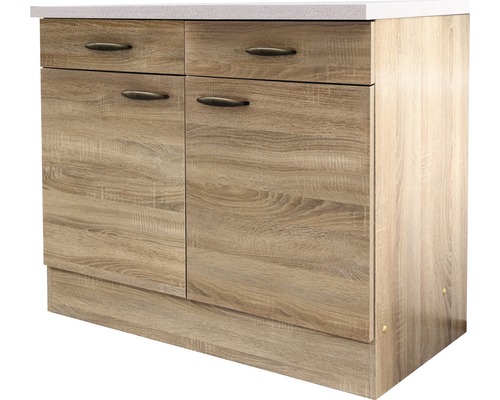 Unterschrank mit Schublade und Drehtür Flex Well Oslo BxHxT 100x85x50 cm Frontfarbe sonoma eiche - Korpusfarbe sonoma eiche