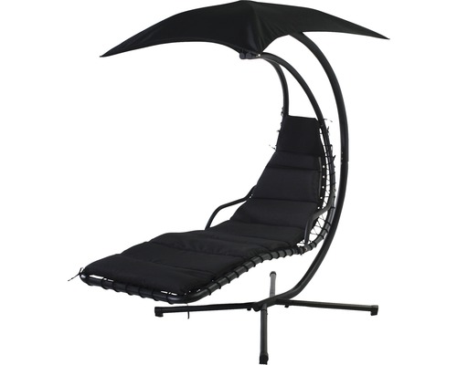 Fauteuil à bascule chaise longue de jardin chaise longue bain de soleil Honolulu 150 cm acier noir