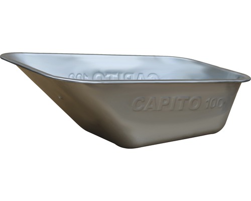 Caisse de rechange Capito acier galvanisé 100 litres adaptée au modèle « Garten » Caisse de brouette en métal avec l''inscription Capito 100