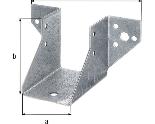 Pfostenträger aus Metall mit Bohrungen für Schrauben