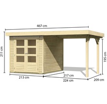 Gartenhaus Karibu Kodiak 2 im Set mit Schleppdach 467 x 238 cm natur