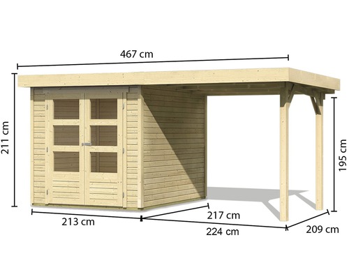 Dimensions d''un abri de jardin en bois avec extension