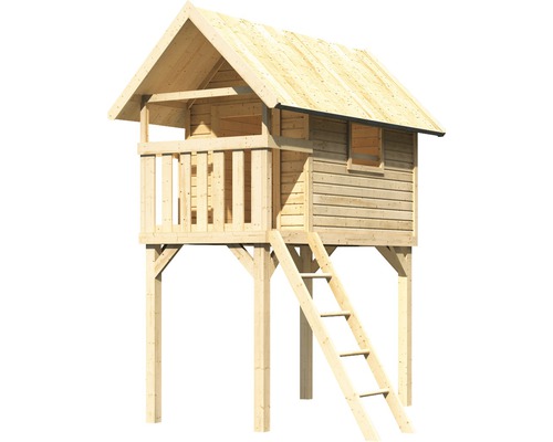Cabane en bois avec échelle