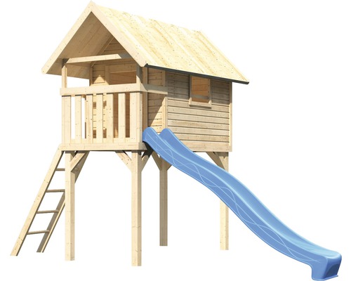 Cabane de jeux en bois avec toboggan et échelle pour le jardin