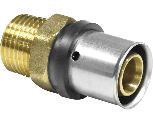 Raccord à sertir pièce de jonction veporit. Connect contour TH et contour U 20 mm x filetage extérieur 3/4" pour tuyau composite