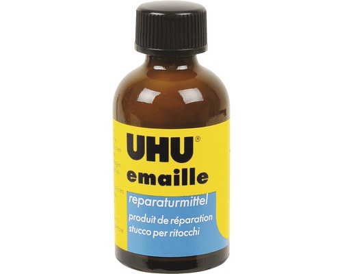Uhu produit de réparation pour émail dans une bouteille en verre avec un bouchon noir