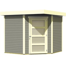 Abri de jardin avec porte et revêtement en bois horizontal