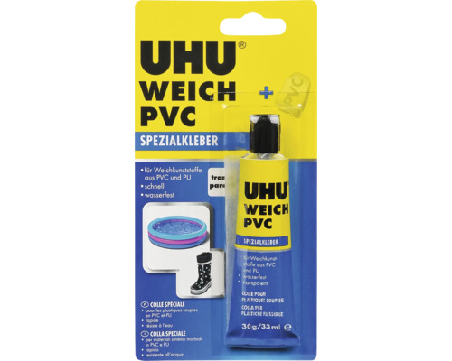 UHU Spezialkleber Weich + PVC transparent 30 g UHU Weich PVC Spezialkleber Tube für Weichkunststoffe