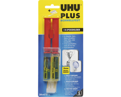 UHU PLUS 2-K-Epoxidkleber schnellfest 27 g Spritze