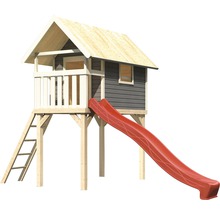 Cabane de jeu en bois avec toboggan et échelle