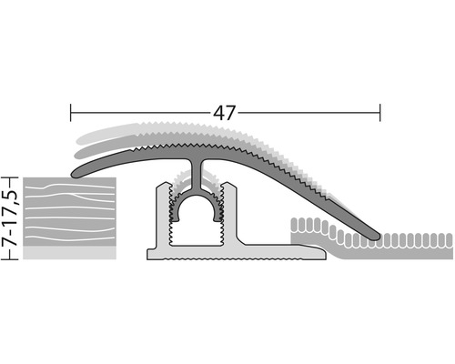 Dessin technique d''un profilé de transition avec indications de dimensions