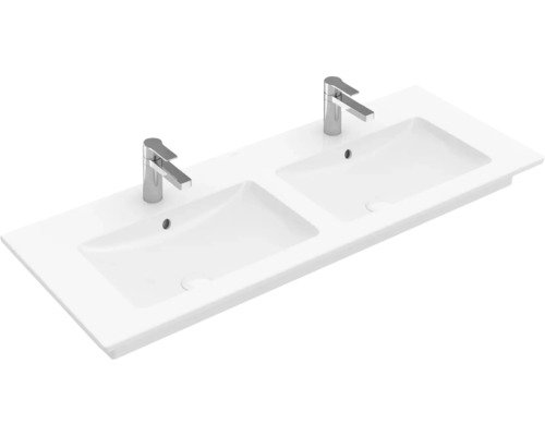 Lavabo pour meuble Villeroy & Boch Venticello 130 cm blanc 4111DL01 Plan de toilette avec deux vasques et robinets