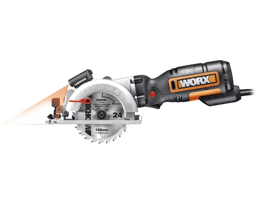 Worx Scie circulaire à main Worxsaw Kompakt 710W 120mm/27mm WX427 avec mallette et accessoires