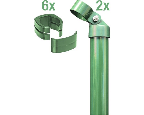 Poteau d'angle ALBERTS Fix-Clip Pro® Set pour hauteur de fil grillagé 122 cm à sceller dans le béton vert