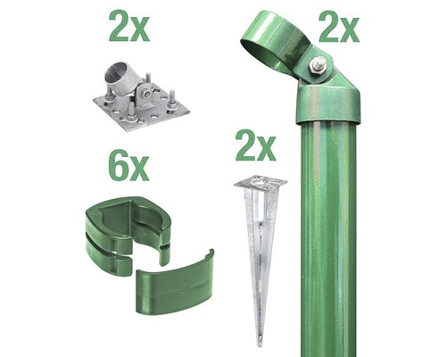 Poteau d'angle ALBERTS Fix-Clip Pro® Set pour hauteur de fil grillagé 102 cm à visser vert