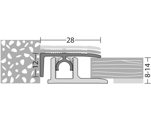 Illustration eines Übergangsprofils mit Maßen