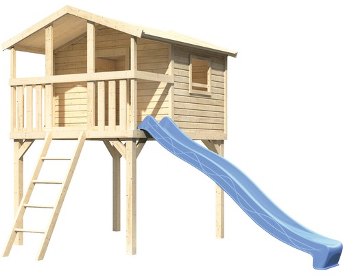 Maison de jeu en bois avec échelle et toboggan pour enfants