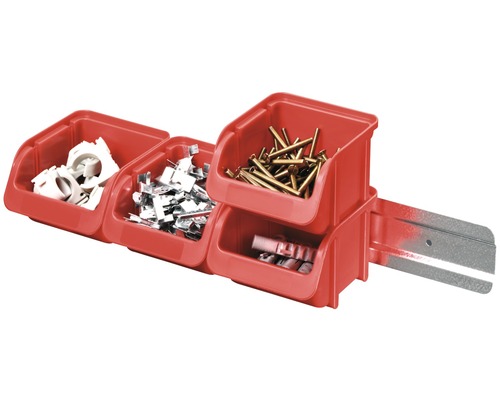 Hünersdorff Kit de boîtes ouvertes avec rail en métal taille 1 rouge