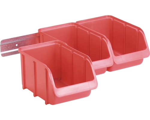 Hünersdorff Kit de boîtes ouvertes avec rail en métal taille 3 rouge