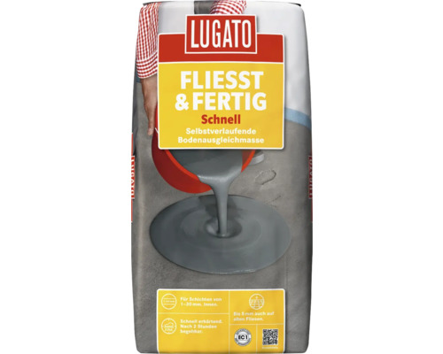 Enduit de ragréage Lugato Coulé & Fini rapide 20 kg