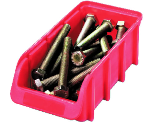 Boîte de rangement rouge remplie de vis