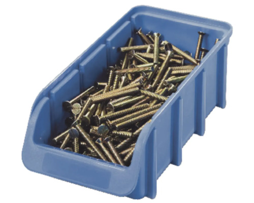 Boîte de rangement bleue remplie de vis
