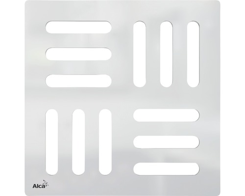 Grille en acier inoxydable massif Alcadrain grille design traverse 102x102 mm Caniveau d''écoulement carré en acier inoxydable avec fentes