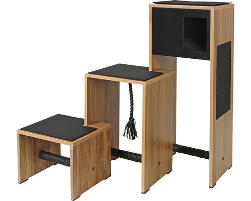 Katzenkratzbaum mit drei Ebenen, Liegeflächen und Kratzstamm