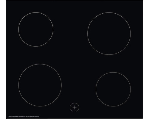 Plaque vitrocéramique avec quatre zones de cuisson