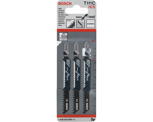 Bosch Stichsägeblätterset T111C HCS für Holz, 3 Stück