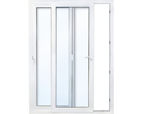 Porte coulissante PVC 96 mm sans poignée (cadre démonté) blanc verre de sécurité trempé 1950x2000 mm