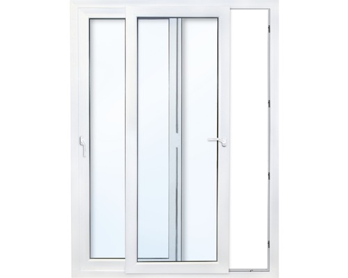 Porte coulissante PVC 96 mm sans poignée (cadre démonté) blanc verre de sécurité trempé 2000x2100 mm