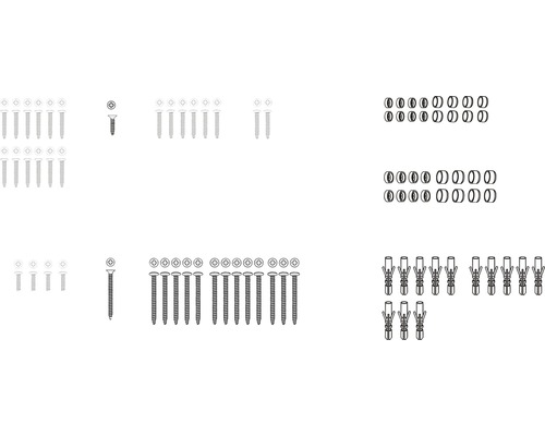 Sortiment Schrauben, Dübel und Unterlegscheiben Sortiment Schrauben, Dübel und Unterlegscheiben