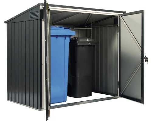 Metall Mülltonnenbox mit zwei Mülltonnen