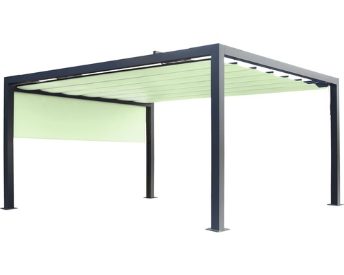 Freistehende Pergola mit Lamellendach und Seitenteil