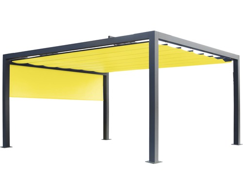 Pergola mit Lamellendach und Seitenteil