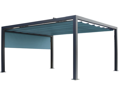 Pergola mit ausfahrbarem Sonnenschutz und Seitenteil