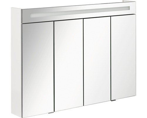 Armoire de toilette FACKELMANN Stanford 110 cm blanc à haute brillance 4 portes LED